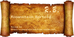 Rosenstein Bertold névjegykártya